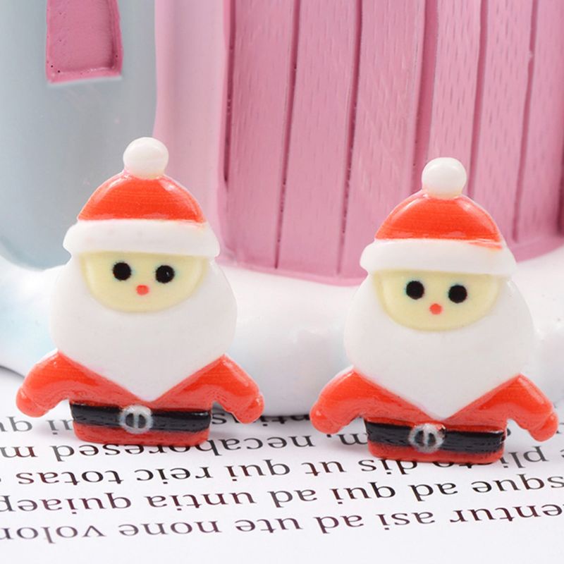 100pcs Kancing Bentuk Kartun Santa Claus Dan Pohon Natal Bahan Resin Untuk Kerajinan Tangan