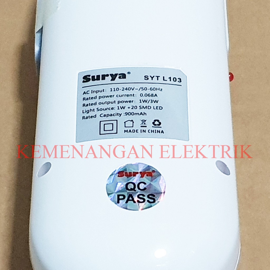 LAMPU EMERGENCY SURYA SYT L103 L 103 LED LAMP SENTER TERANG / LAMPU DARURAT