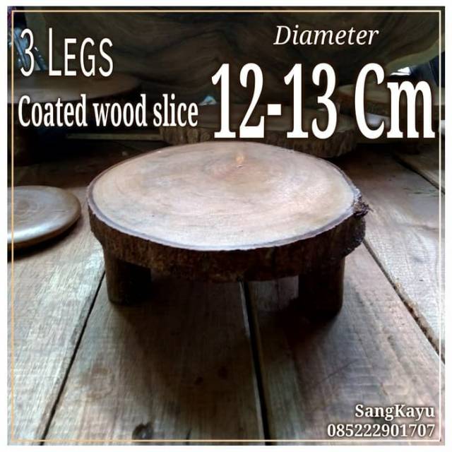 Talenan tatakan kayu 12-13 cm kaki tiga coated wood cupcakes stand