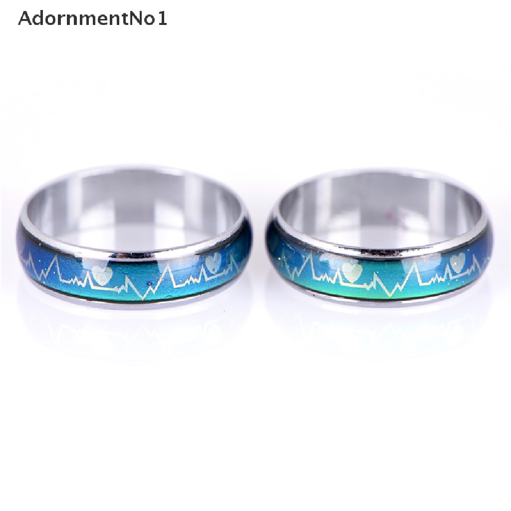 (AdornmentNo1) Cincin Tunangan Titanium Steel Motif Mood Temperatur / Emosi Untuk Perhiasan Wanita