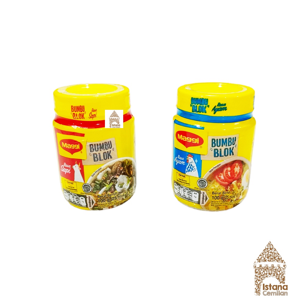 Maggi Bumbu Penyedap Kaldu Blok Rasa Ayam / Sapi 100 Gram (isi 25 blok)