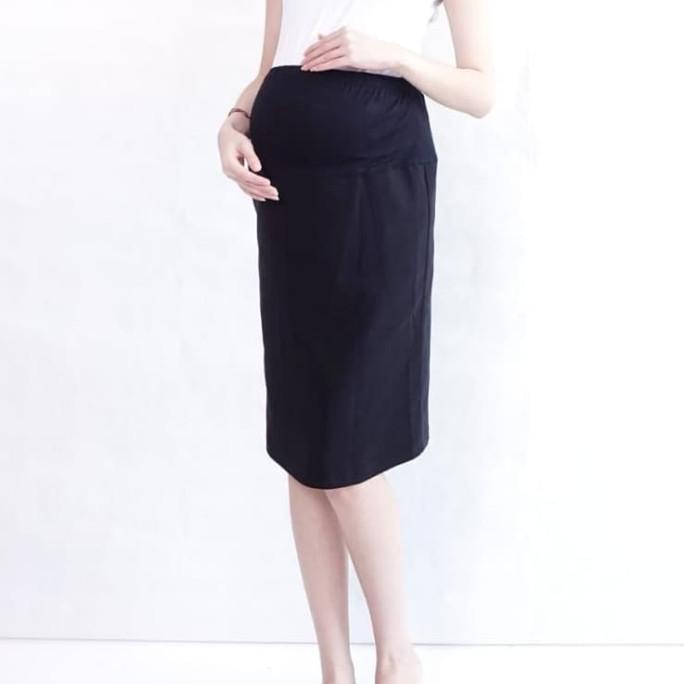 PAKAIAN IBU HAMIL ROK HAMIL KERJA JUMBO / MIDI SKIRT IN BLACK BERKUALITAS