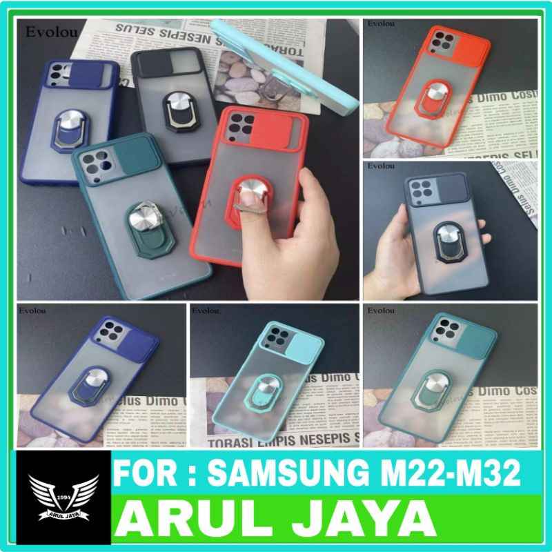 Case SAMSUNG M22-M32 Slide Protect Lens dan Ring Pelindung Camera Softcase