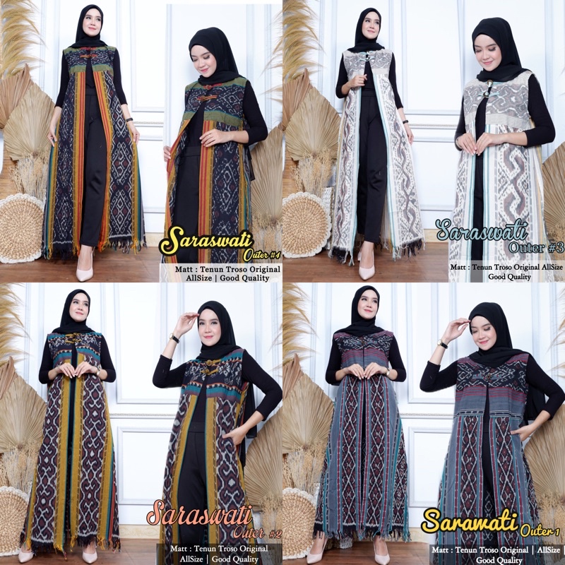 Terbaru • Outer tenun troso • Outer tanpa lengan tenun • dress tenun troso • cardigan outer tenun