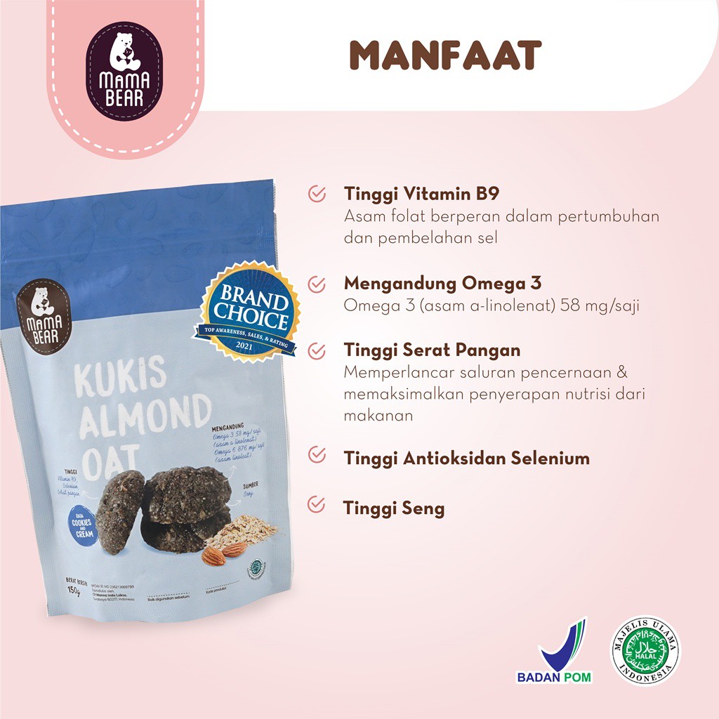 Mama Bear Kukis Almond Oat Mama Bear ASI Booster