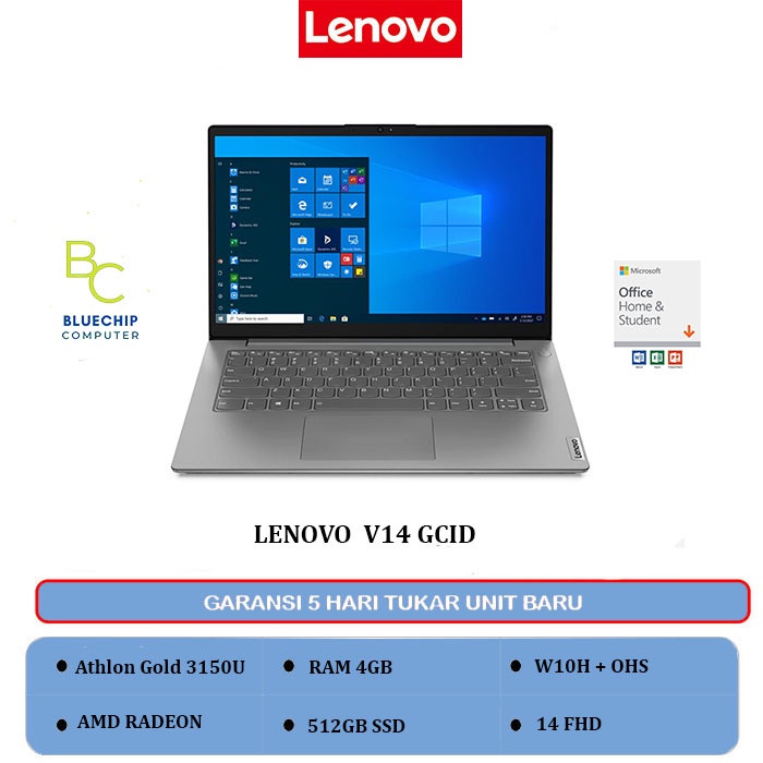 Laptop Lenovo V14 GCID - Athlon Gold 3150U 4GB 512GB 14" HD Win10
