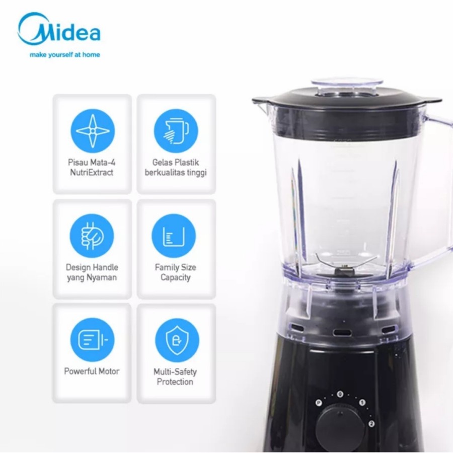 MIDEA BL 11975 BA Blender Plastik Blender Jus BL-11975 Hitam bagooess