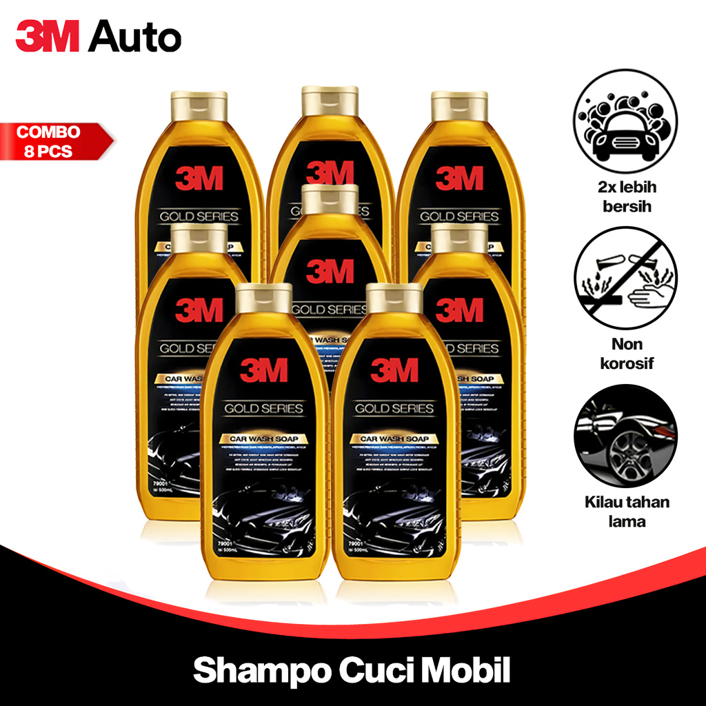 3M Auto Sabun Pencuci Mobil COMBO 8 Pcs Gold Series Car Wash Soap Shampoo Non Korosif CMB08-3M-79001