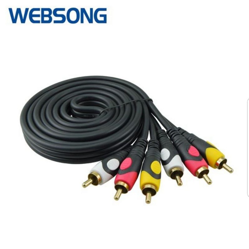 Kabel Audio Video 3RCA to 3RCA (Putih, Merah, Kuning) 1.5M WEBSONG