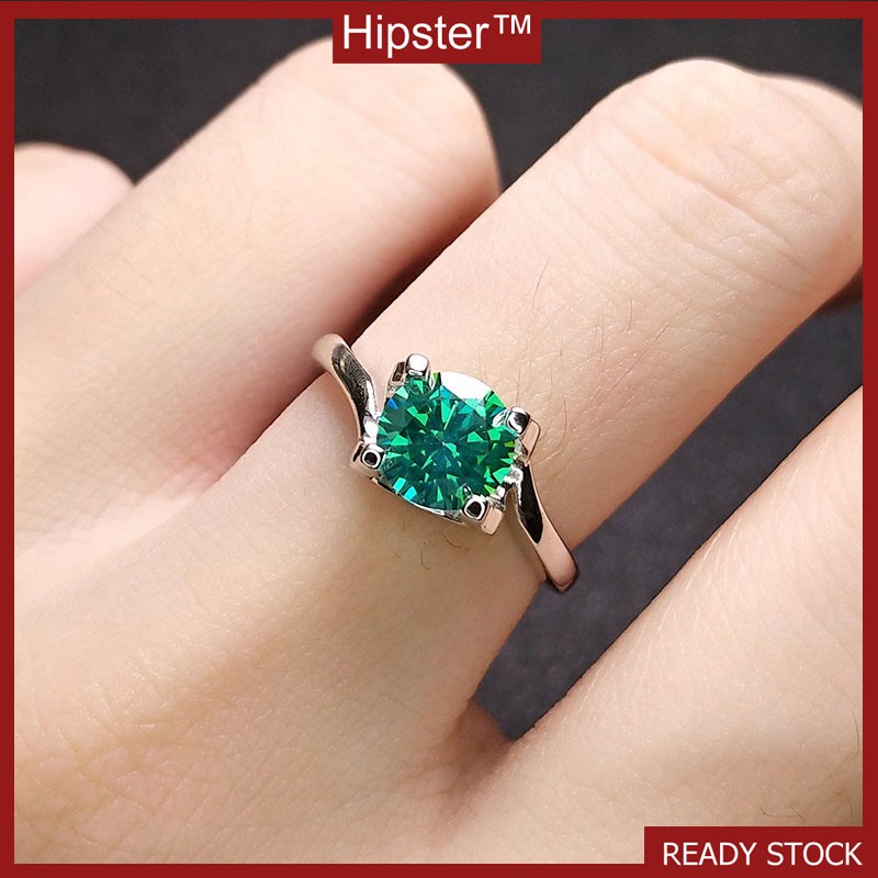 New Hot Sale Classic Inlaid Green Crystal Diamond Ring Couple Ring