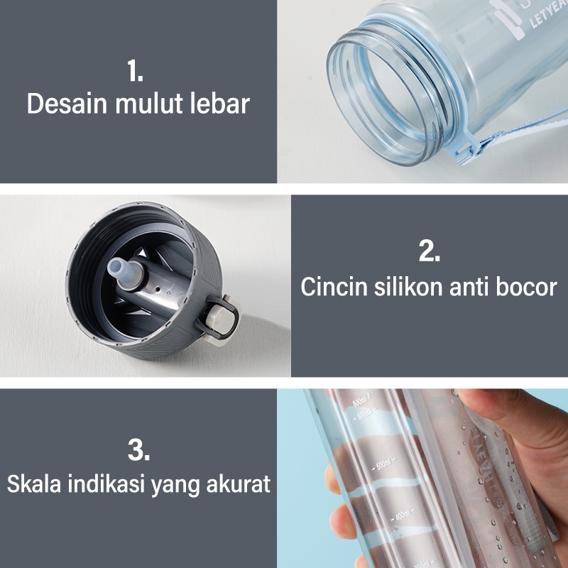 Letyeah &amp; Anantagt Botol Minum Air Olahraga Portabel Anti Bocor Botol Air Praktis Tumbler 800ML