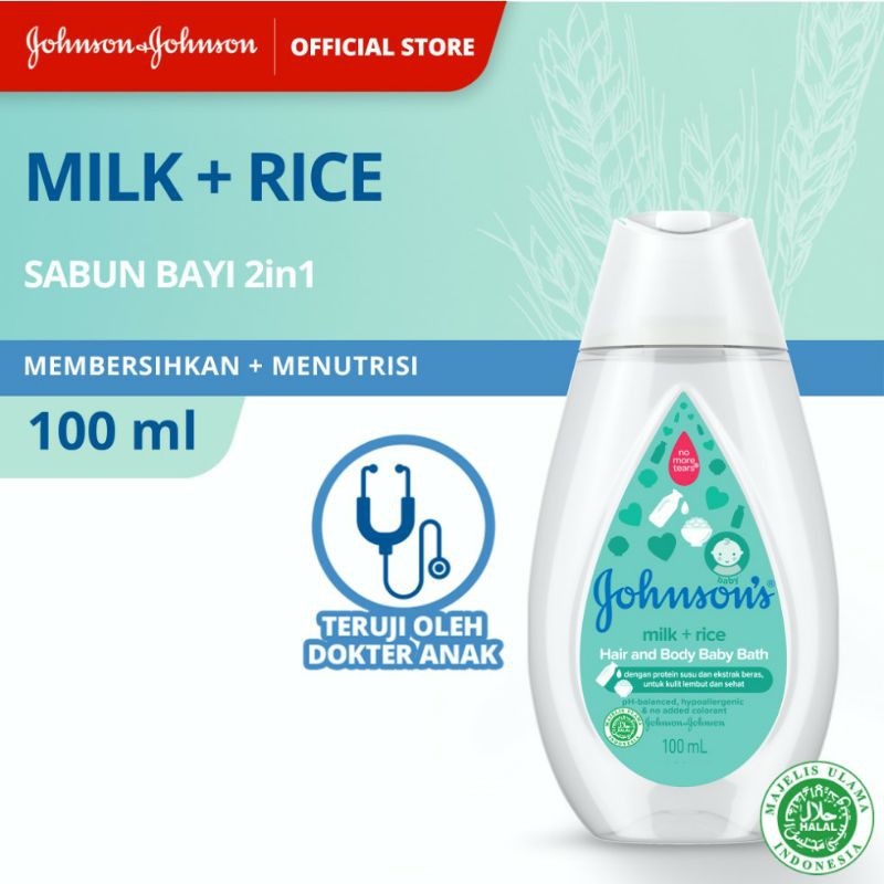 JOHNSON'S Milk + Rice Hair and Body Baby Bath 100ml