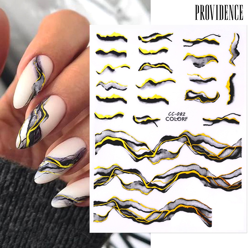 Providence 1 Lembar Stiker Kuku Ultra Tipis Motif Marmer Abstrak Untuk Manicure / Nail Art