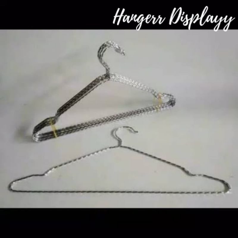 Hanger Besi Kawat Ulir / Gantungan  Baju Dewasa Stainless Steel Import ( isi 10 pcs)