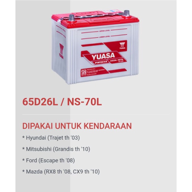 Aki mobil basah Yuasa Ns70L 12v 65ah