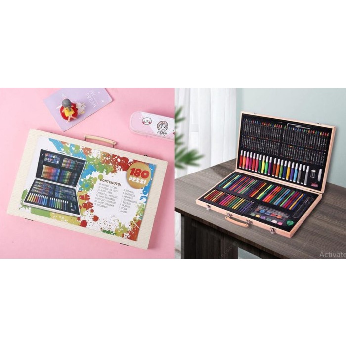 Set 180 Pcs Kayu Krayon Pensil Warna Mewarnai Crayon Set Menggambar