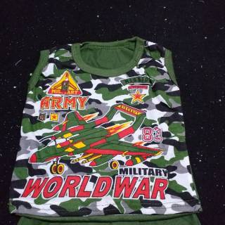  Baju  setelan singlet anak  laki  laki  size 0 6 bulan  army 