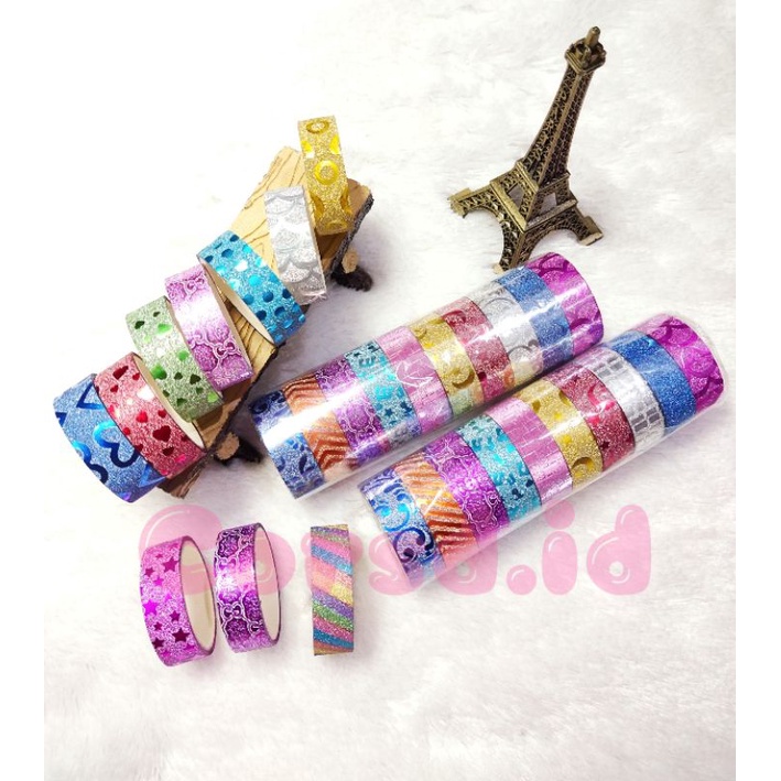 

isolasi metalik motif warna warni satuan / Solasi /solatif / Solatip metalik motif