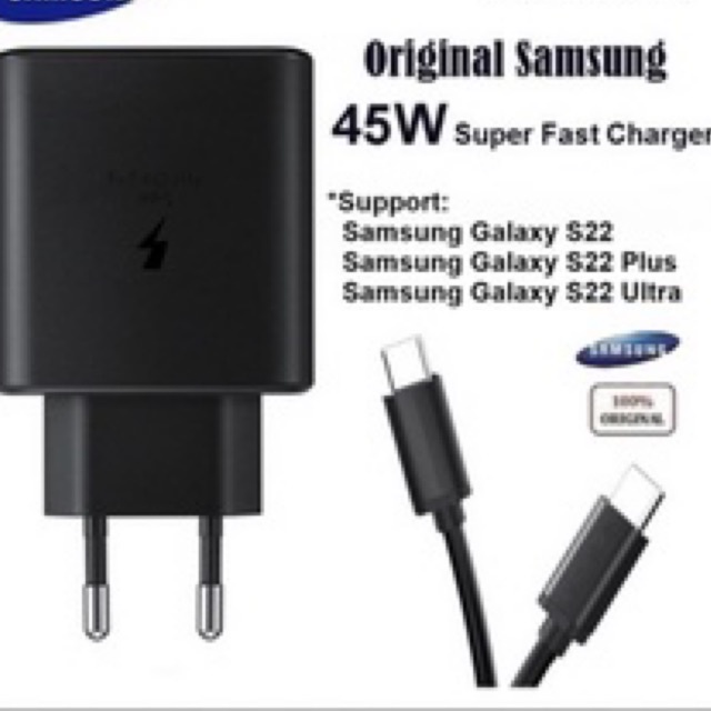 charger samsung s20 s22 45watt fast chargingtipe c to c original 100%