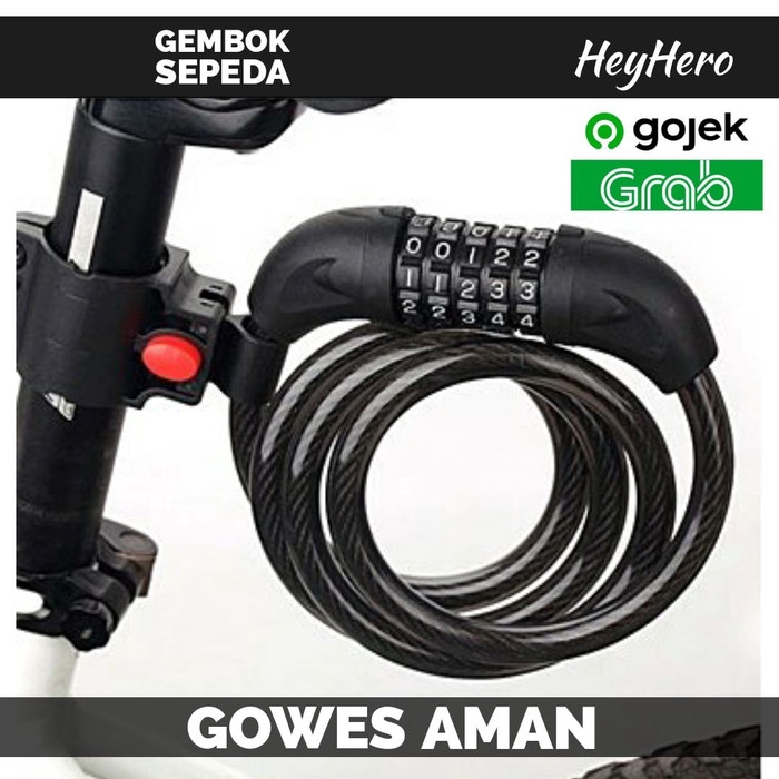 HEYHERO Gembok Sepeda Kode Angka 4 Digit 5 Digit - lima digit
