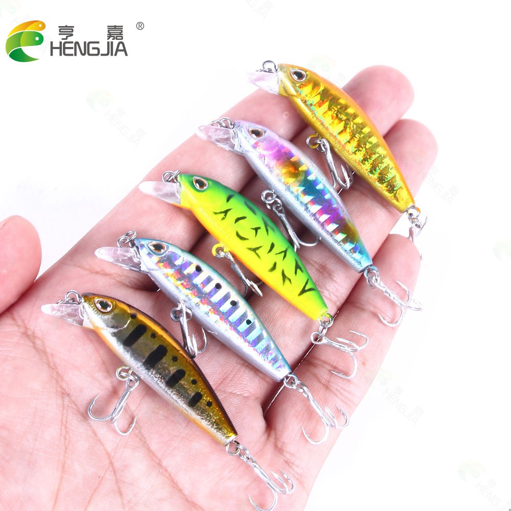 HENGJIA 1Pcs Sinking Minnow Umpan Fishing Lure Pancing Fishing Bait Swimbait 55mm/6.6g 3D Eyes