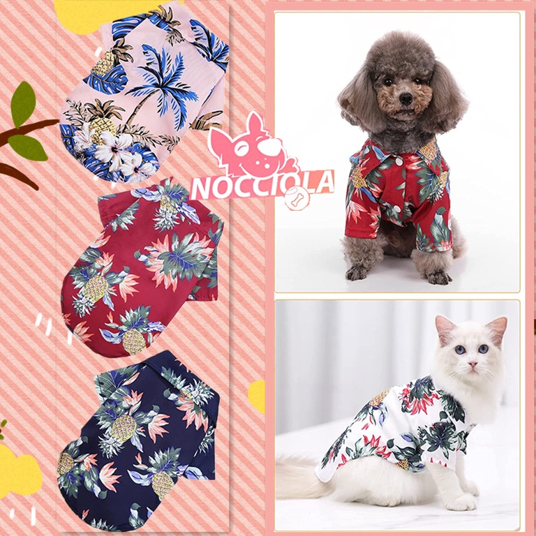 Baju Kucing | Kostum Kaos Kemeja Hawaii Aloha | Pet Aloha Hawai Shirt Clothes - T-Shirt Dengan Berbagai Motif Lucu Untuk Anjing