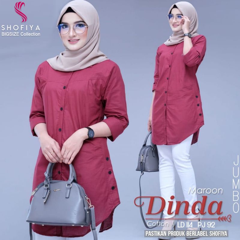 dinda by shofiya big size / tunik jumbo / tunik polos bahan katun