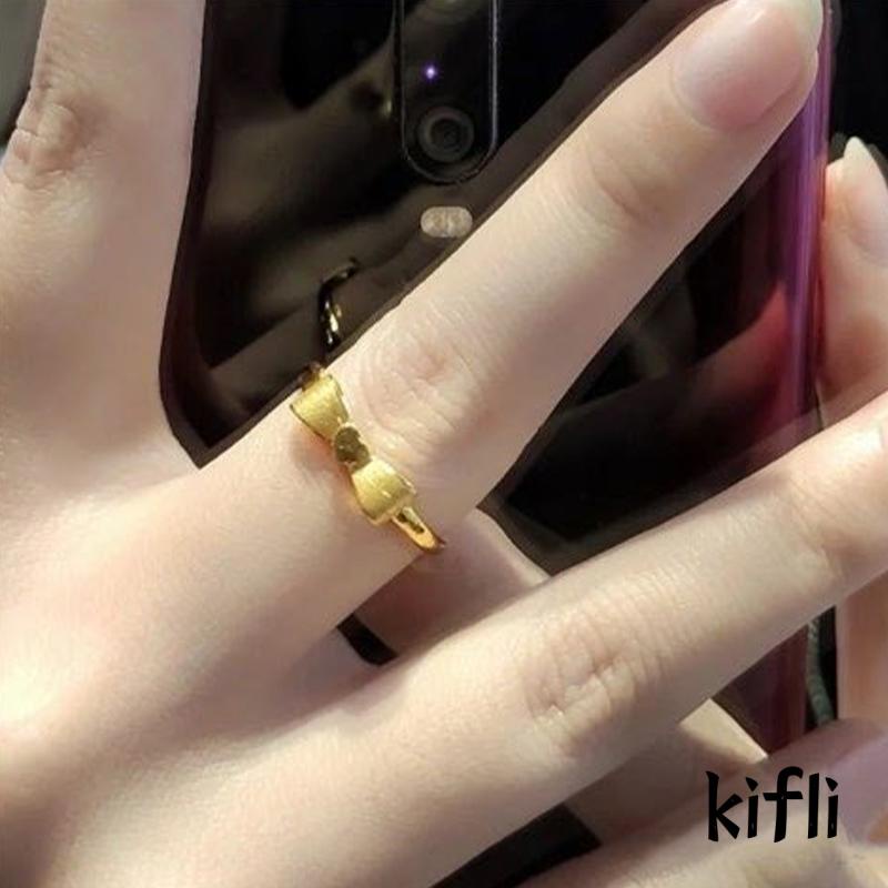 Cincin Jari Telunjuk Model Terbuka Dapat Disesuaikan Desain Pita