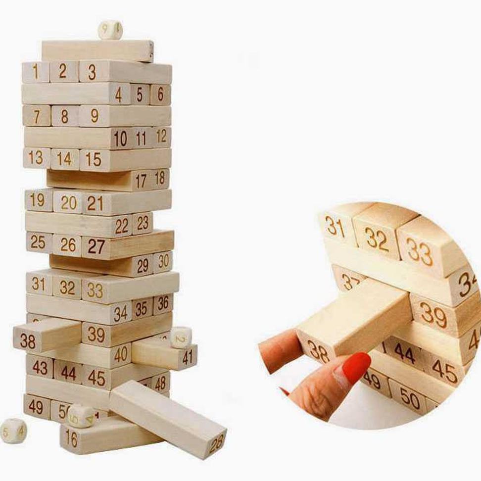 E0908 Uno Kayu Permainan Jenga Uno Stako Kayu 51 Balok New