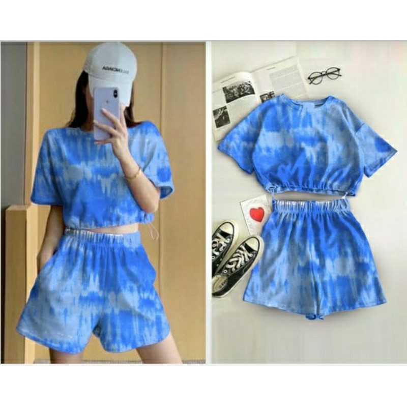 CROP TIE DYE FIS / setelan wanita setelan olahraga setelan abstract tiedye tie dye remaja terbaru