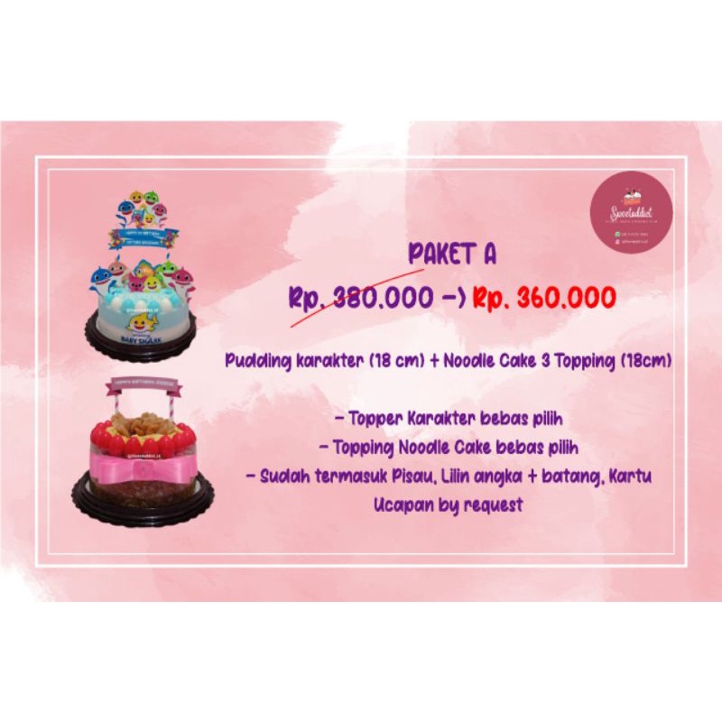 

paket pudding karakter / paket ulang tahun / paket noodle cake / indomie cake / pudding ulang tahun