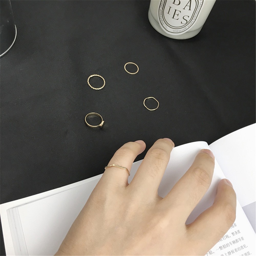 【COD Tangding】5pcs / set Cincin Joint Simple Gaya Korea Untuk Wanita