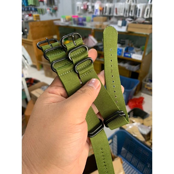 Strap Tali Jam Tangan Nato Zulu Kanvas hijau 22MM