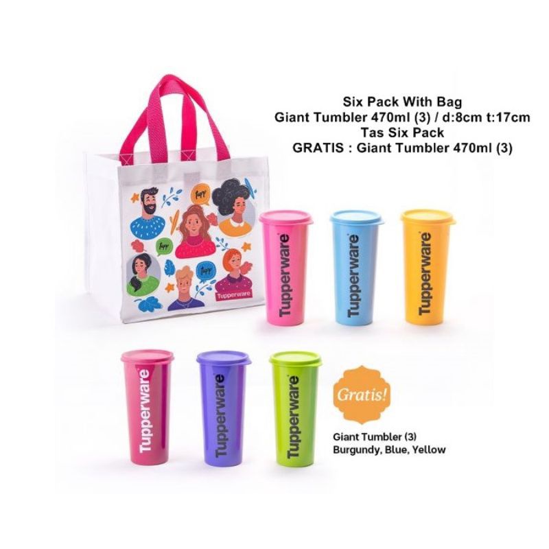 six pack with bag tupperware original / tumbler tupperware