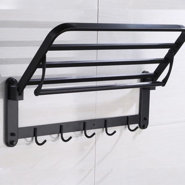 Rak Handuk Gantungan Stainless SS 304 Lipat Hitam 605 Towel Rack 66cm