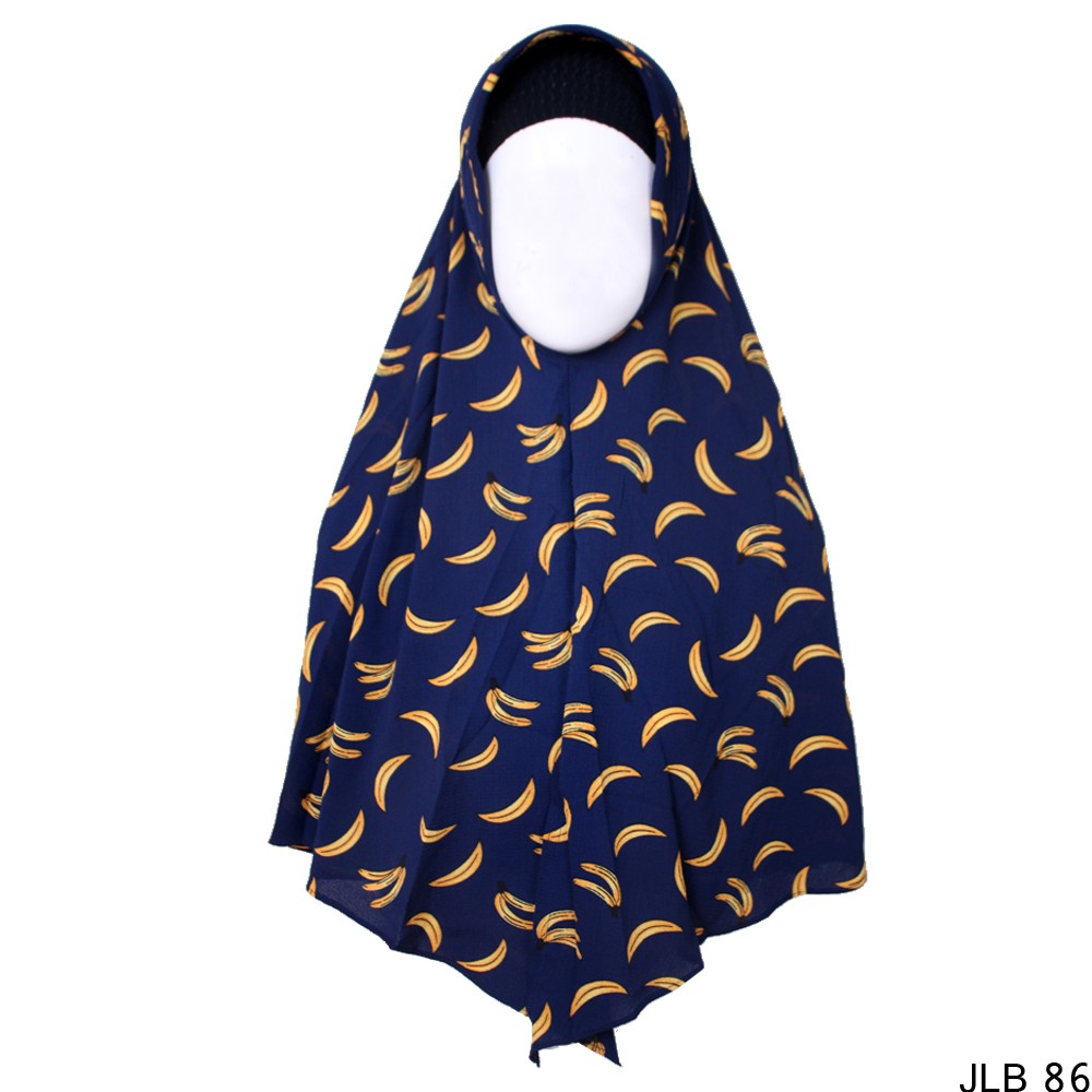 Jilbab Motif Banana Bubble Pop Dongker - JLB 86