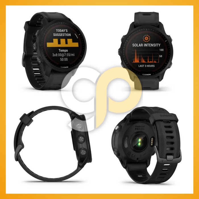 Garmin Forerunner 955 Solar Black FR 955 Black 46mm - Garansi TAM 2Th - Solar Black