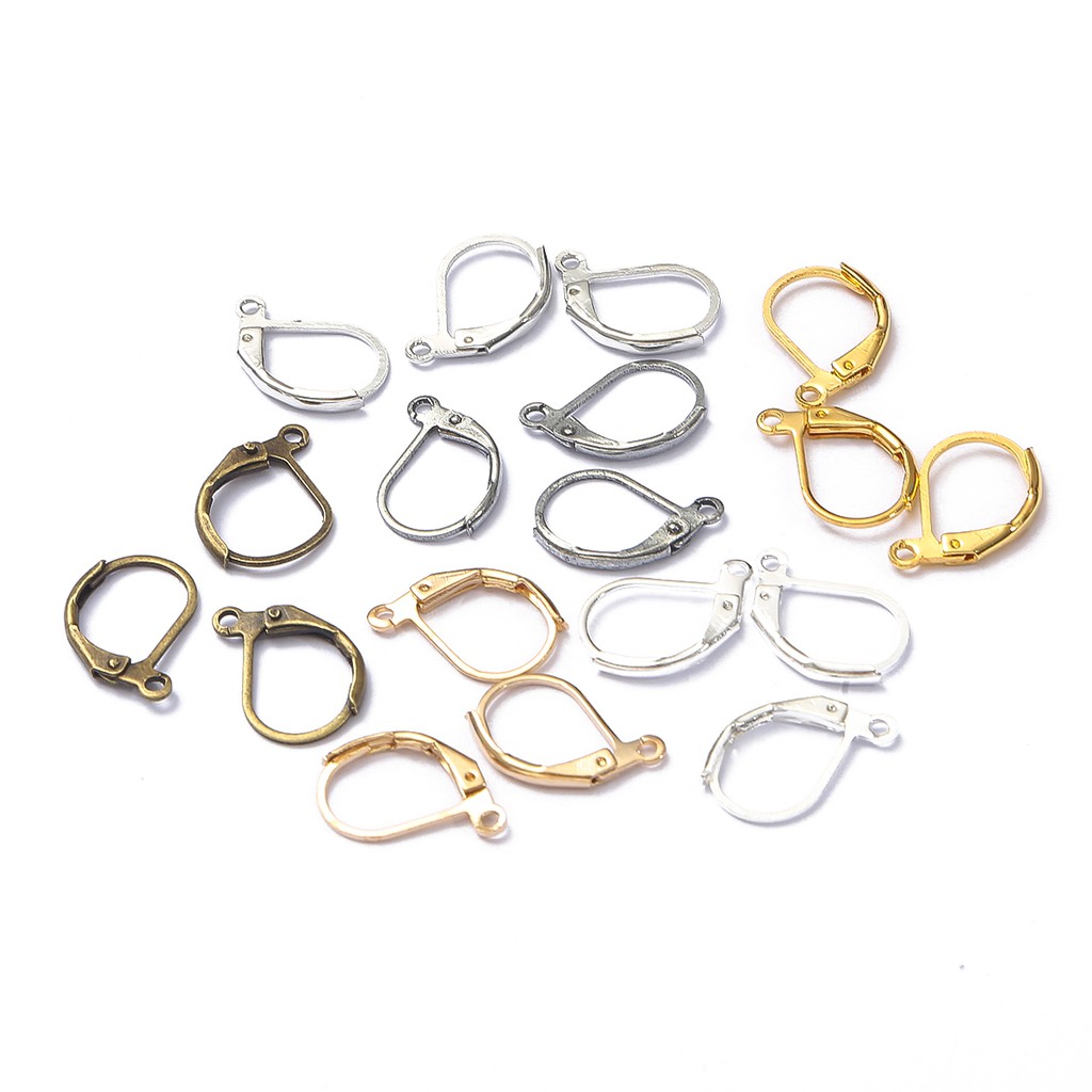 10pcs Anting Kait Bahan Rhodium/Perunggu/Emas/Perak Gaya Perancis Untuk Membuat Perhiasan Diy