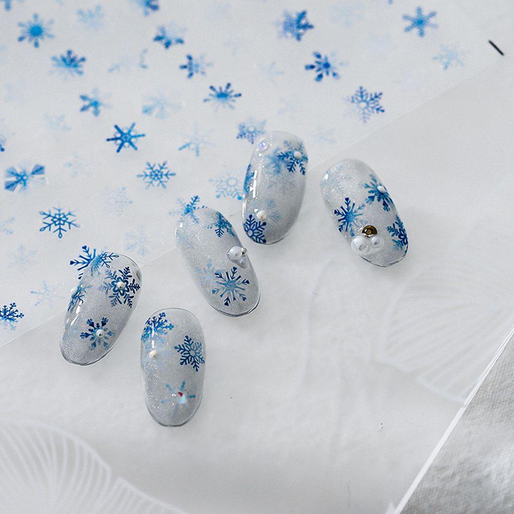 AUGUSTINA Agustina 5D Snowflakes Nail Stiker Grace Fashion Putih Musim Dingin Timbul Slider Snow Decals