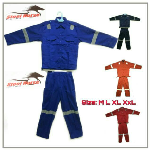 Baju Kerja Safety / baju celana kerja / baju setelan kerja proyek / steel horse