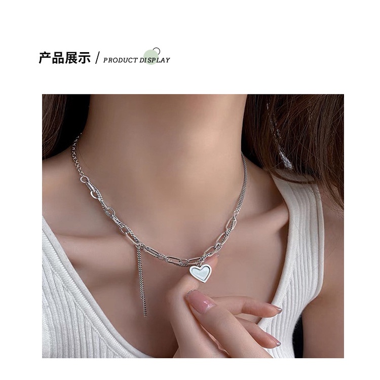 Jepang dan Korea gaya niche desain CINTA liontin titanium steel kalung untuk wanita ins gaya sederha