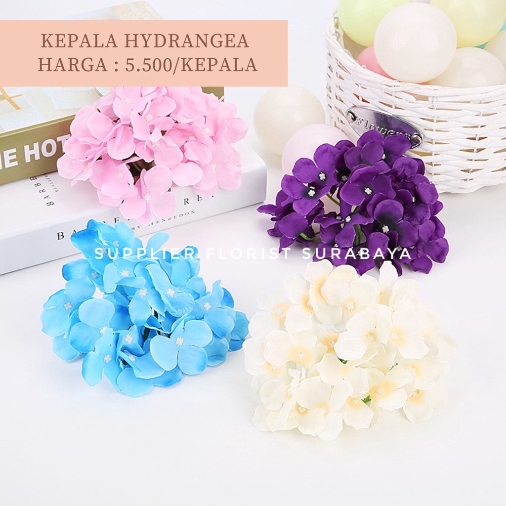BUNGA PALSU KEPALA HYDRANGEA TANPA TANGKAI ARTIFICIAL FLOWER HIASAN BUNGA BACKDROP BACKGROUND BUNGA HIASAN DINDING SCARPBOOK