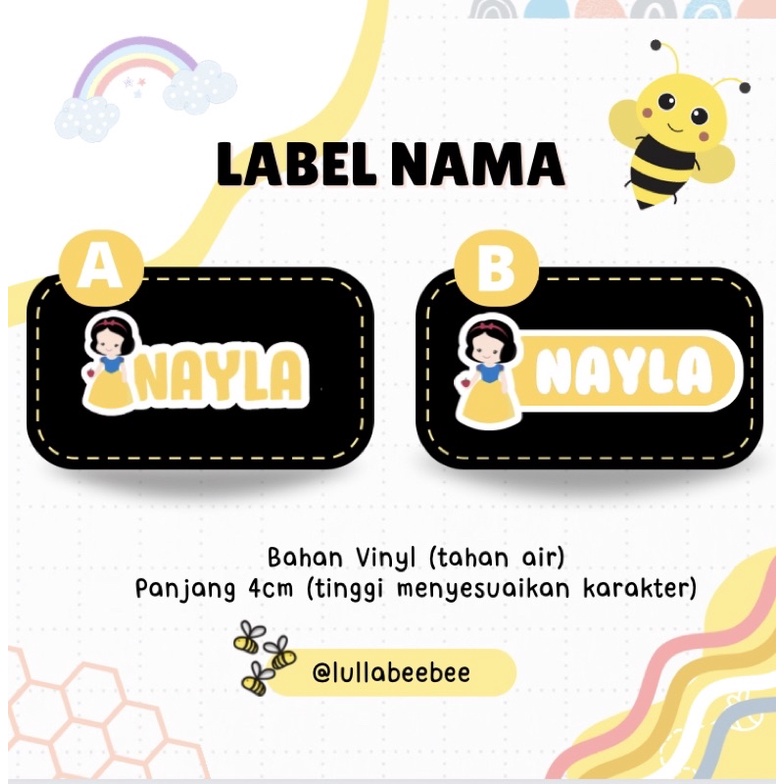 

Label nama Sticker vinyl tahan air