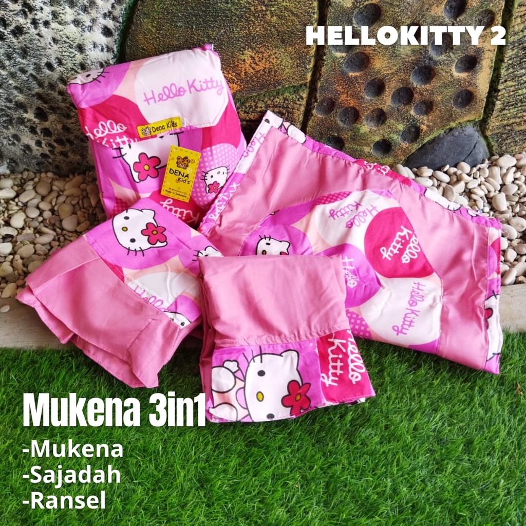 Mukena Anak 3 IN 1 Ada Sajadah Dan Ransel Usia 3 4 5 6 7 8 Tahun Bahan Katun Clodia Motif Kartun-3