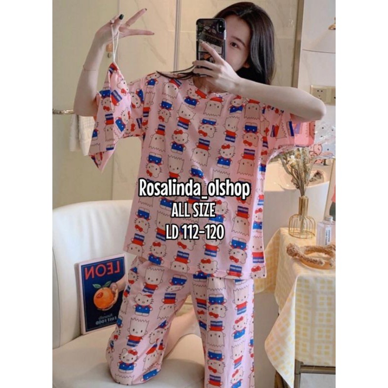 Baju tidur 7/8 import / Piyama wanita import terbaru / Stelan wanita import murah hp C16-B1