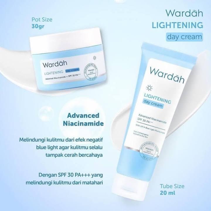 `ღ´ PHINKL `ღ´ ᘺᗩᖇᕲᗩᕼ Wardah day cream lightening biru moisturizer  pelembab wajah