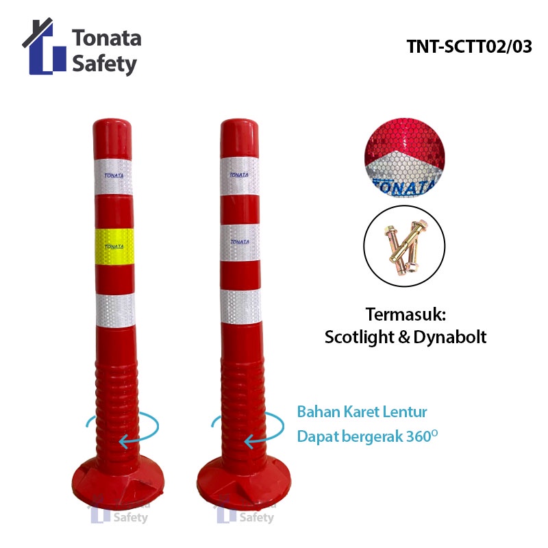 Stick Cone / T Top Bollard Rubber / Pembatas Jalan Karet Tonata
