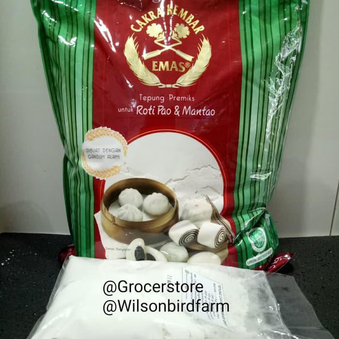 

Tepung Roti Pao Mantao Bakpao Cakra Kembar Emas Repack 1Kg