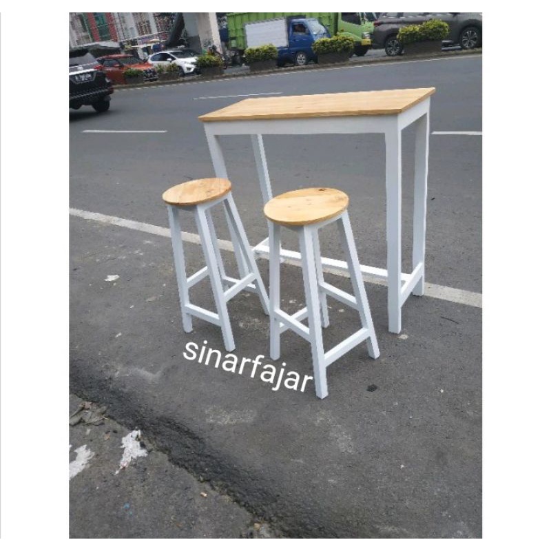 meja bar meja tembok kursi bulat kayu jati belanda