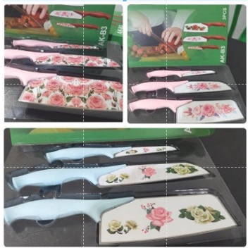 [Set Pisau Bunga] Pisau Set 3in1 Motif Bunga